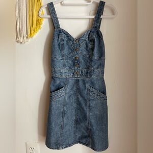 Japna Blue Denim Mini Dress with Button Detail